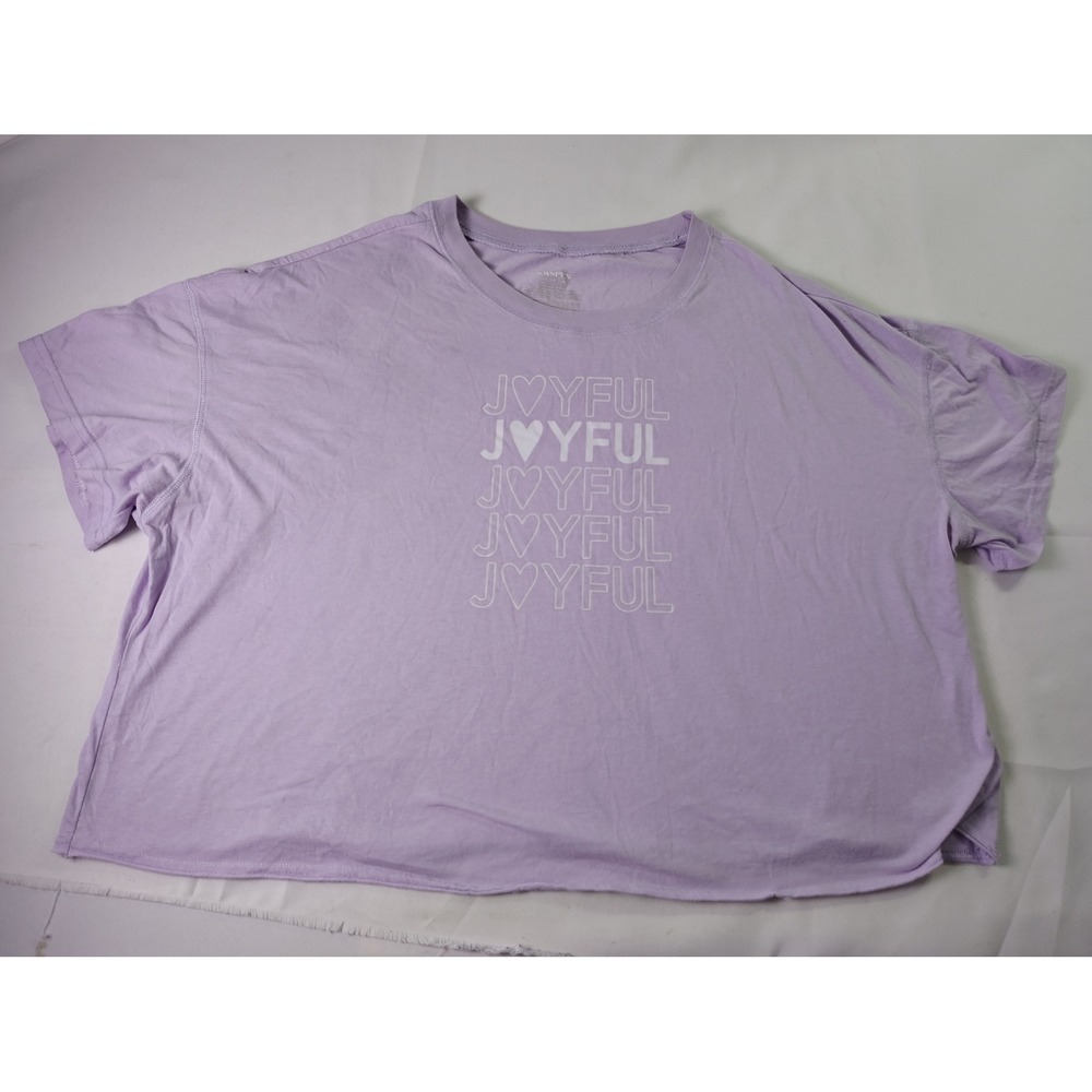 Joyspun Womens Purple Joyful Graphic Drop Shoulder Crop Pajama Sleep Shirt 2X